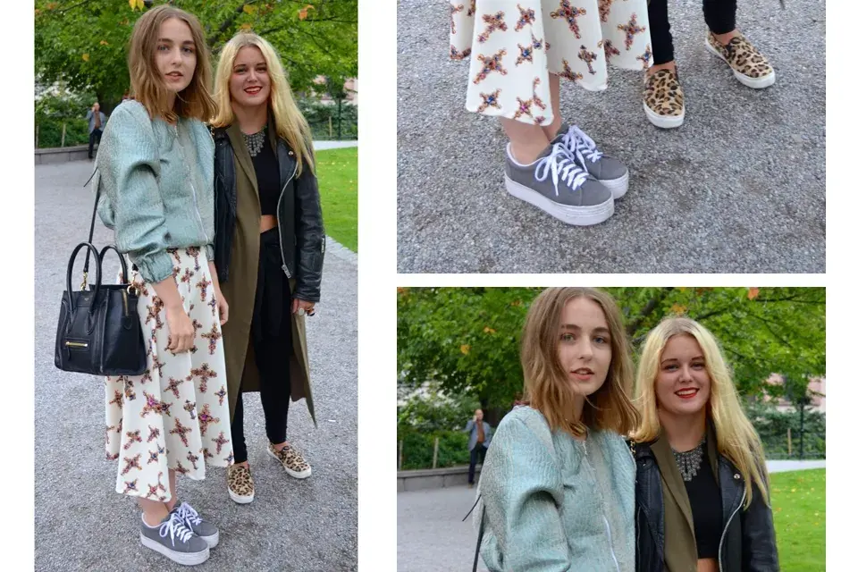 Las faldas midi fueron furor en el verano y lo seguirán siendo en el invierno. Ambas súper cancheras combinaron sus looks con sneakers y espadrilles