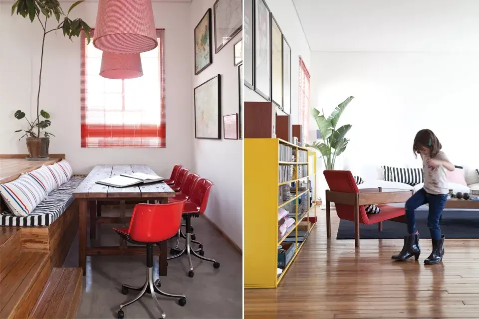 Las lámparas cónicas de tela las mandó a hacer Vero en L''Ago y las persianas son de Riel Americano.