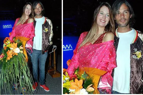 Muchos colores para Dolores Barreiro (¡todavía no se le nota la panza!), en el cierre del desfile de su marca Holi