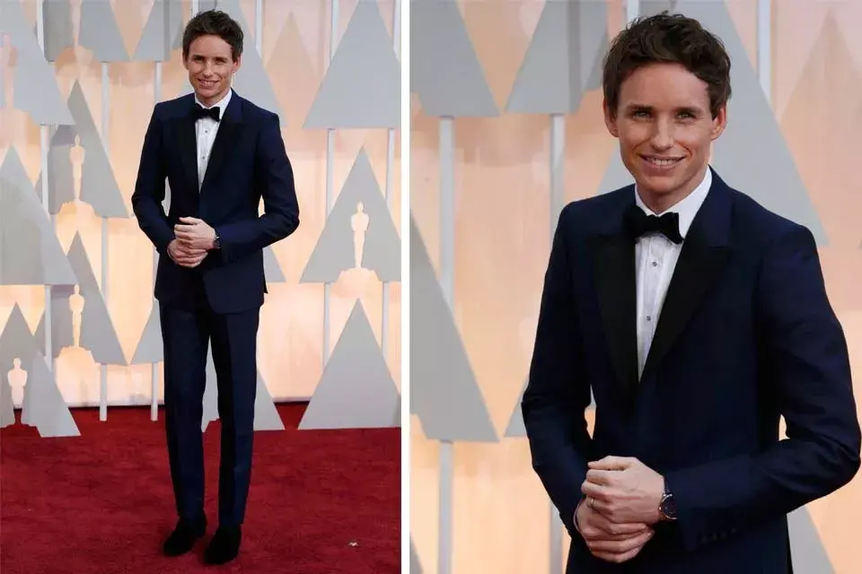 Traje azul para Eddie Redmayne, el protagonista de La teoría del todo, nominado a mejor actor