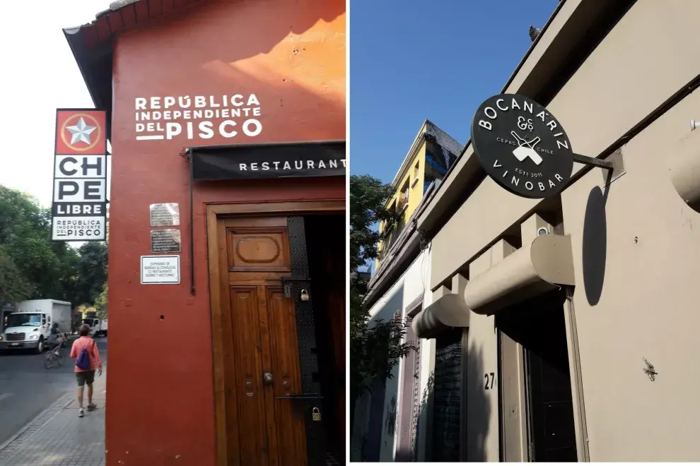 En Santiago se hace previa al viaje a Colchagua y la costa pacífica chilena: un local con cientos de variedades de pisco y en la misma cuadra la vinería y restó Bocanariz, en el barrio Lastarria