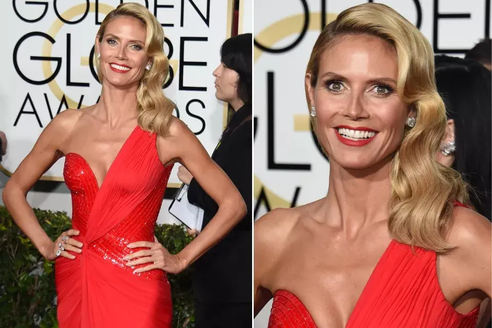 Heidi Klum prefirió las ondas retro, uno de los looks que mejor le queda
