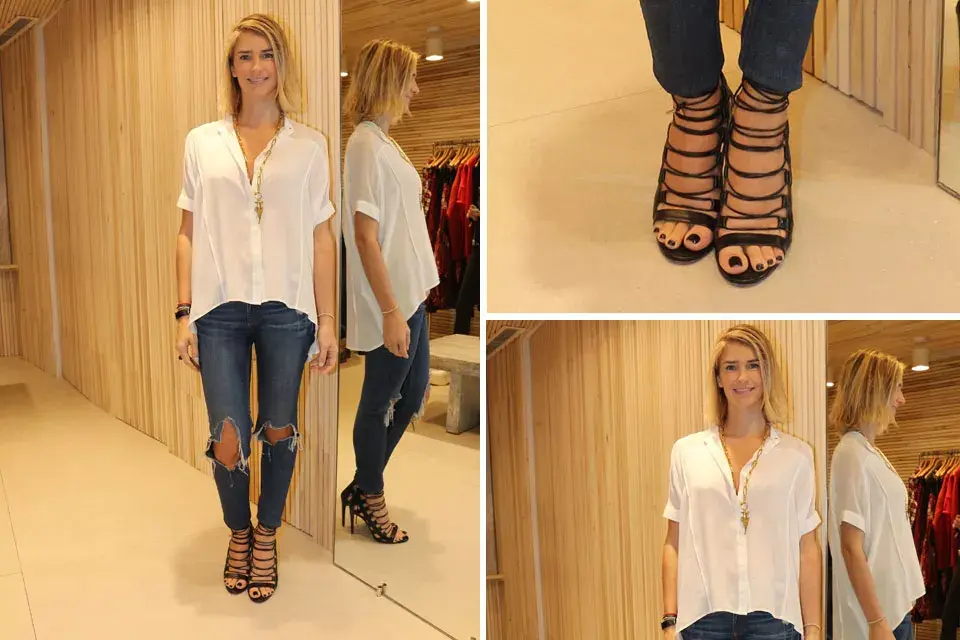 Julieta Spina, clásica pero canchera. La ex modelo optó por lucir sus ripped jeans con camisa blanca y sandalias divinas