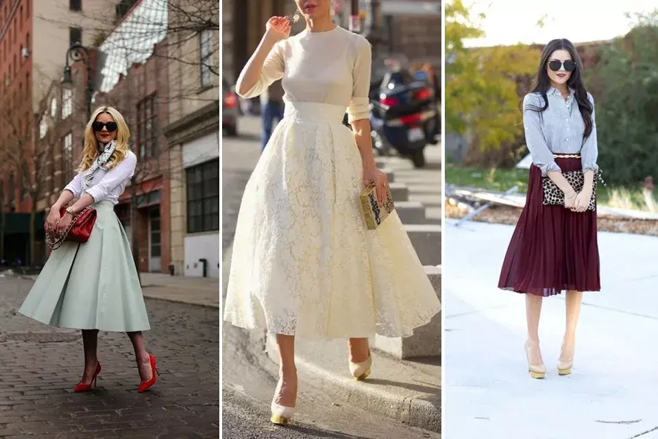 Los stilettos son los grandes aliados de las midi, alargan las piernas y neutralizan el efecto monja