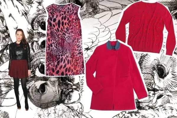 Vestido corto animal print, Kosiuko. Tapado con solapas en gris, Desiderata. Saquito con tachas, Desiderata