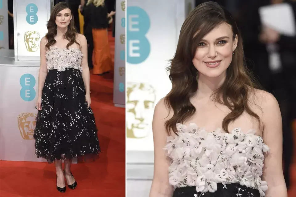 Muy florida, Keira Knightley apostó por un  Giambattista Valli con bastante volumen. Nos hubiera gustado más verla con un recogido