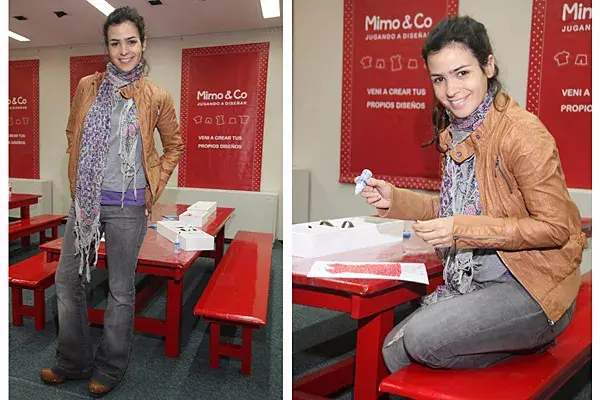 Con un look muy casual, Agustina Cherri (que está embarazada de cuatro meses) participó del taller creativo de Mimo
