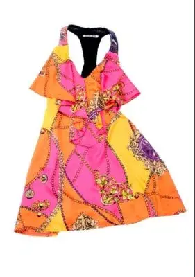 Fucsia, amarillo y naranja, estampado para amantes del color (Basillota, $437)