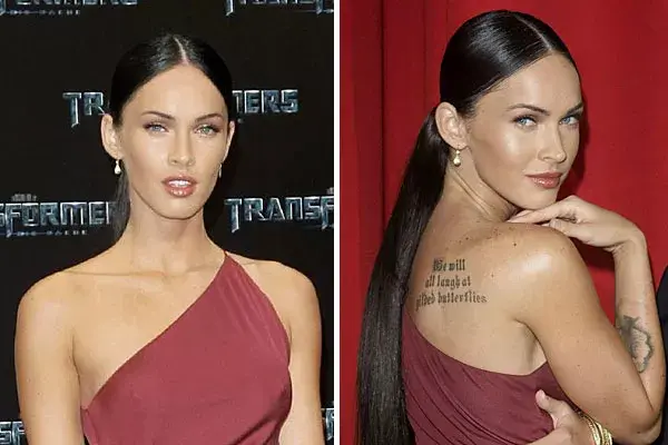 Un look elegante y sexy: con el pelo bien lacio, Megan Fox optó por hacerse una cola de caballo baja y raya al medio