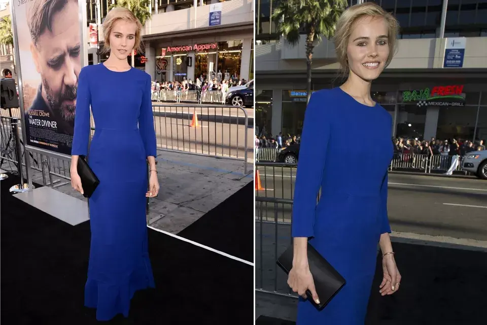 La actriz Isabel Lucas asistió a la premiere de The Water Diviner en Los Angeles y se enfundó en un vestido azul klein, acompañado por un sobre negro. Correcta pero un poco aburrida, ¿no?
