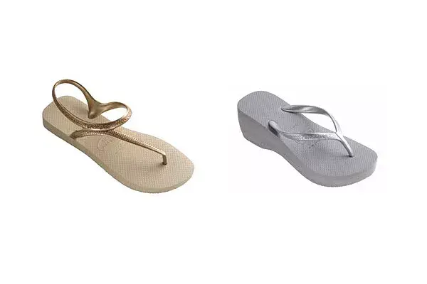 Infaltables este verano, Havaianas ofrece el modelo Flash Urban ($85) o High Metallic, con plataforma($259)