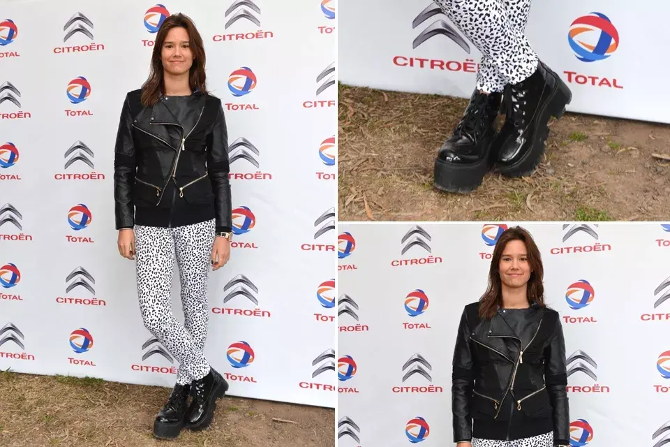 ¿Qué opinás del outfit de Manuela Viale? Campera de cuero, jean animal print y borcegos