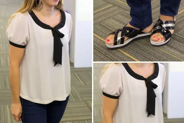 Súper femenina e ideal para usar con jeans o pantalón negro ¡Nos encantó esta camisa en tono crudo con lazo en el cuello!