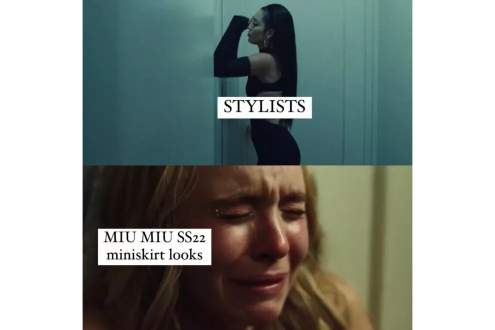 Traducción: Estilistas / Looks de la minifalda de Miu Miu SS22
Foto: Instagram/Evanrosskatz