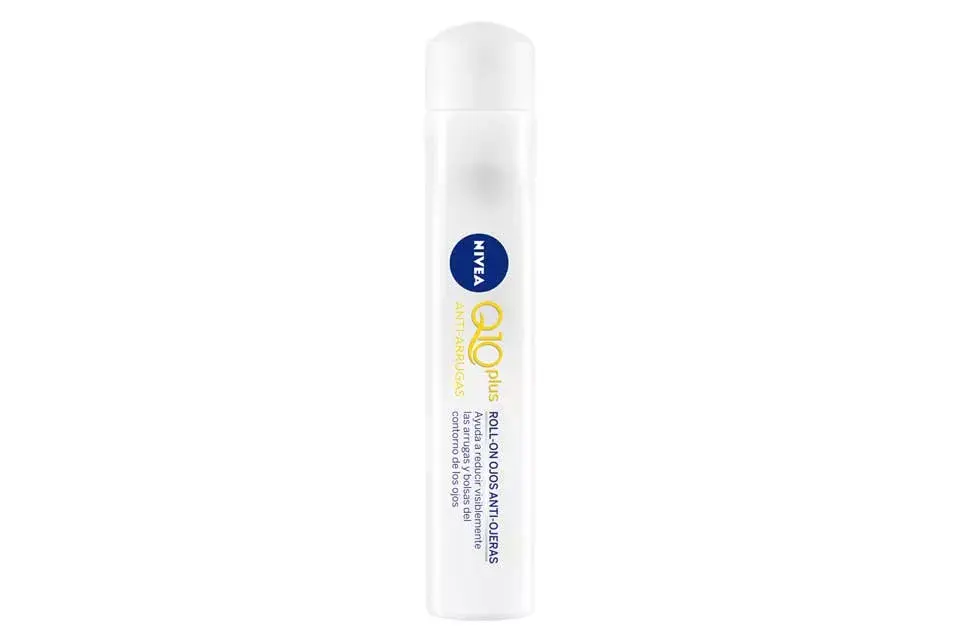 Roll-On para ojos con una nueva fórmula que contiene dos activos presentes de forma natural en tu piel: Coenzima Q10 y Creatina. (Nivea Q10 plus antiarrugas, consultar precio)