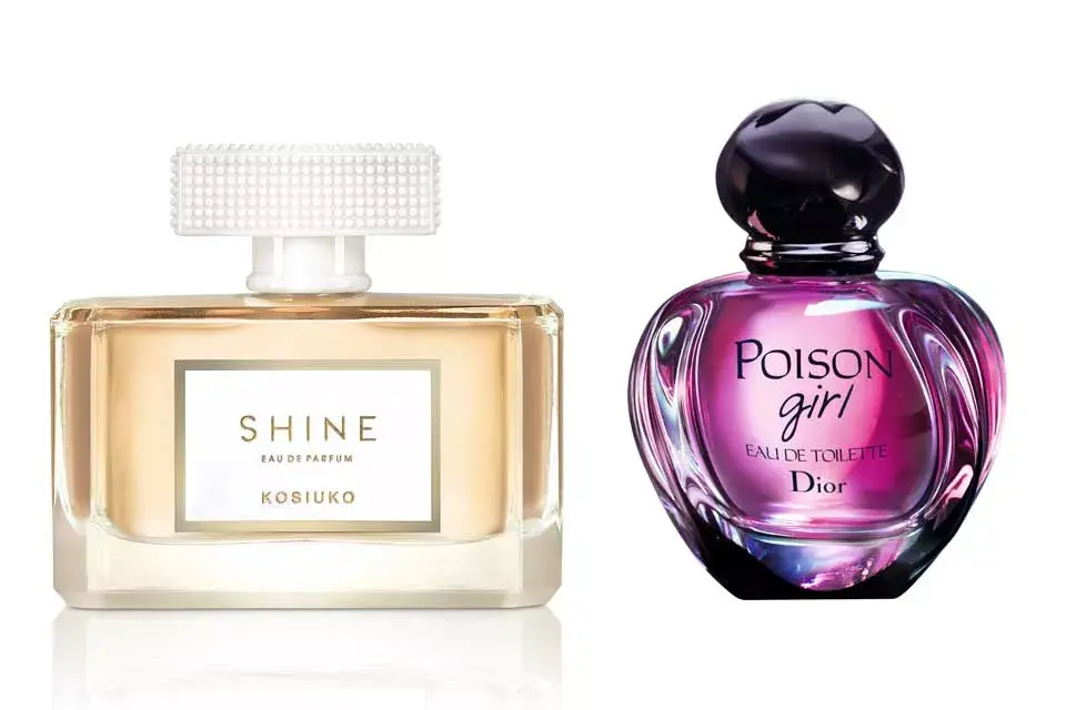 (Shine, de Kosiuko EDP 100mL, $375) / (Poison Girl, de Dior EDT 100mL, 2150$)