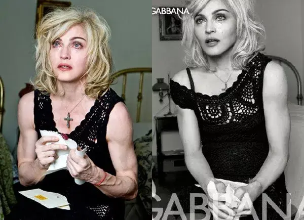 En la web, se filtraron fotos sin Photoshop de Madonna en la campaña de Dolce Gabbana