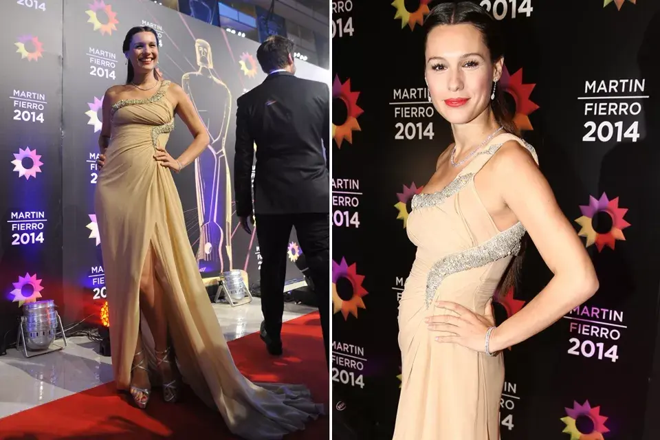 Carolina Ardohain optó por un vestido en color nude, by Roberto Cavalli ¡Divina ella, espectacular elección!