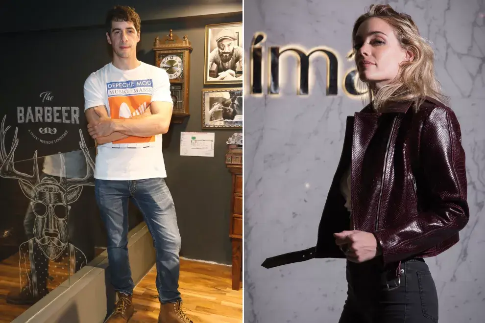 Dos bombas: Esteban Lamothe, muy sexy con botas de leñador en la apertura de The Barbeer, y Emilia Attias, divina con una campera en tono borgoña y jean skinny en la presentación de NAIMA