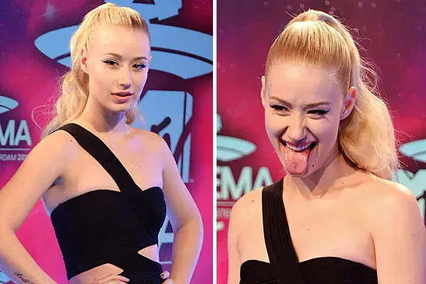 La australiana Iggy Azalea optó por usar el pelo tirante hacia atrás, con una cola de caballo alta