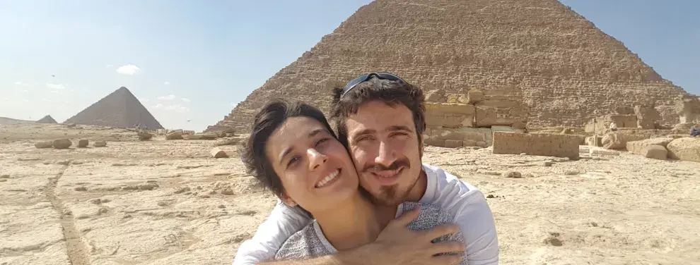 El comienzo del viaje por África, en Egipto. Gentileza Juan Villarino y Laura Lazzarino