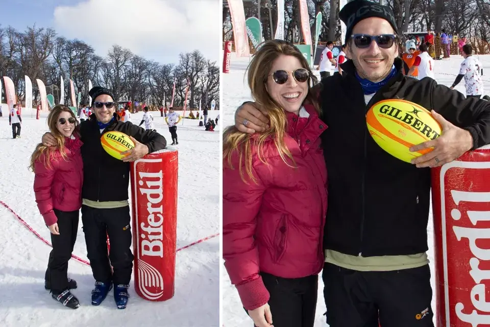 Flor Bertotti y Federico Amador estuvieron esquiando en el Cerro Bayo de Villa La Angostura y pasaron por la Copa Biferdil Rugby X-Treme. ¡Están divinos y muy sonrientes!