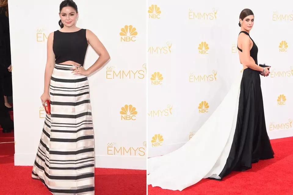 De blanco y negro. Ariel Winter escogió para la ocasión un diseño con crop top y falda, mientras que Lizzy Caplan lució un diseño con mucho vuelo y gran escote, de Donna Karan ¿Cuál te gusta más?