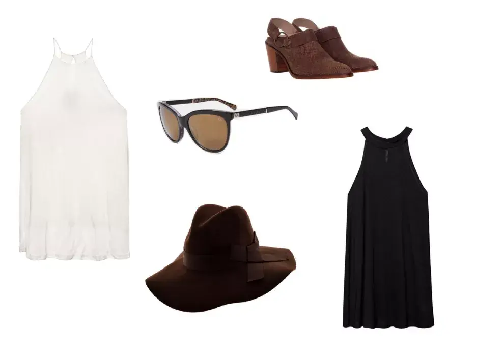 Vestido Blanco (Deleon, $1280) Vestido Negro (Etiqueta Negra, $1200) Zapatos (Sofi Martiré, $1500 Fotter) Sombrero ( Compañía de sombreros) Anteojos (Elizabeth Arden, Interóptica)