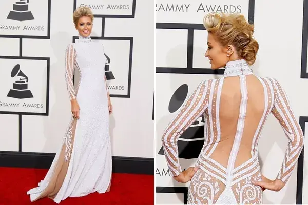 Aunque aseguró sentirse como una princesa hay que decir que el look que eligió Paris Hilton para esta gala, tampoco fue el más indicado. ¿De quién era? de Haus of Milani. ¡Pulgar abajo para la rubia!