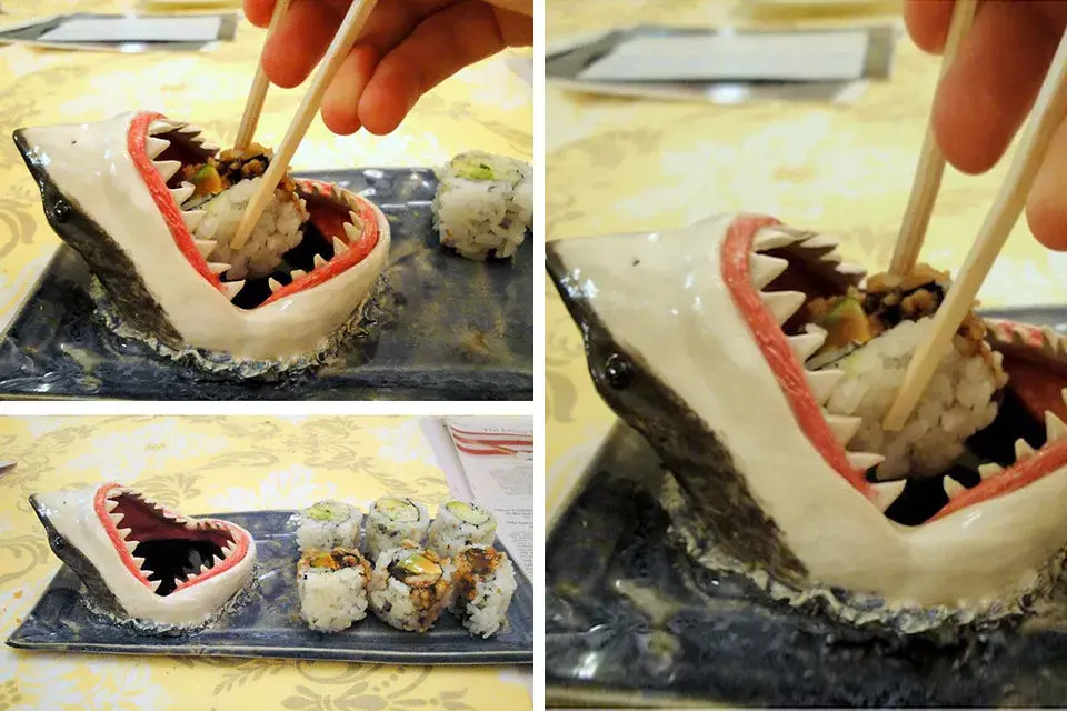 Plato para sushi con tiburón; ¿Lo usarías?