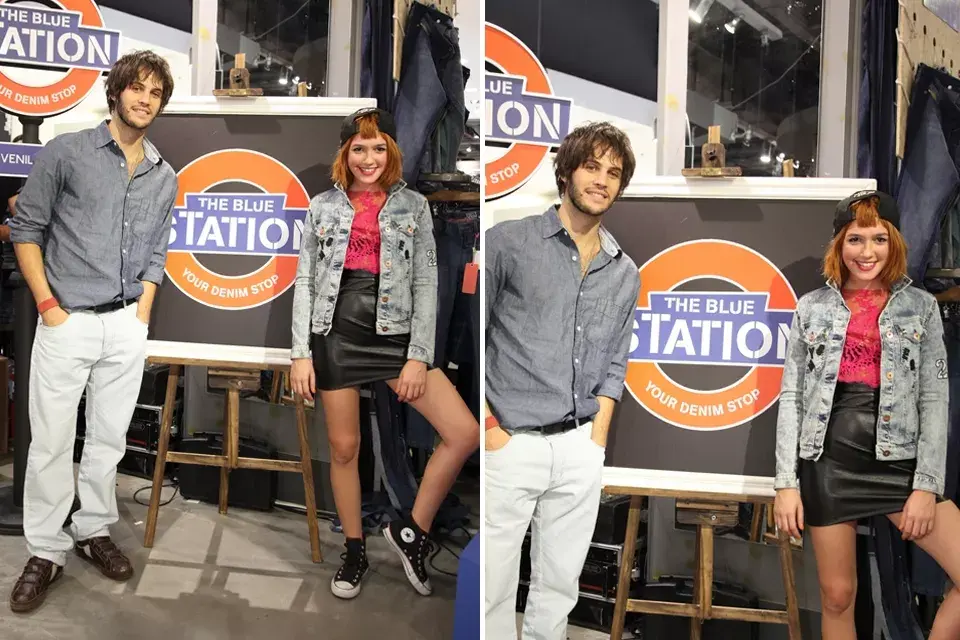 Pablo Martínez y Candela Vetrano muy divertidos en el evento de Falabella The Blue Station