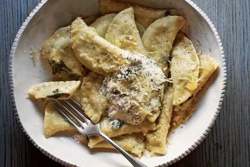 Ravioles de espinaca y mascarpone