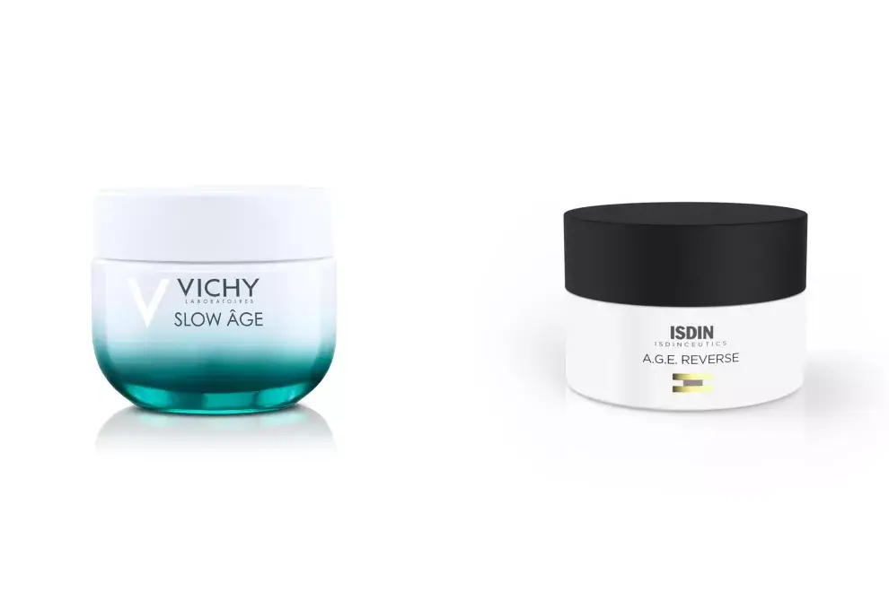 Slow Age crema (con FPS 30), para pieles normales a secas, contiene ácido hialuronico y glicerina, $1226, Vichy. Age reverse, ofrece triple acción antiaging: antipolución, remodelante y antiglicación, $1440, Isdin 