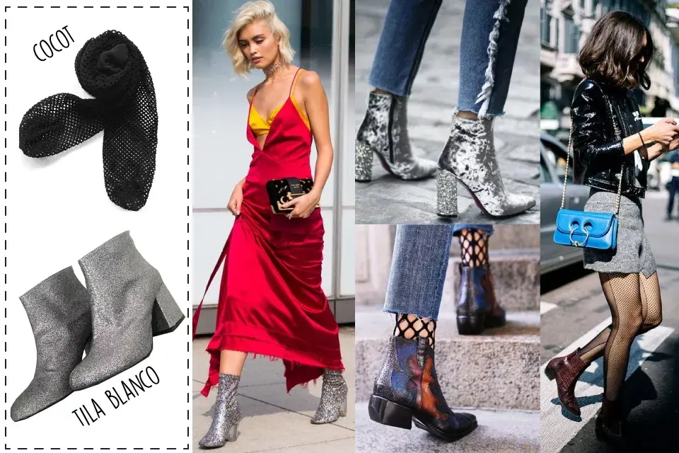 Medias red + Botas glitter
