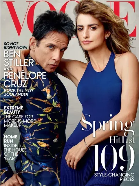 Ben Stiller y penélope Cruz en la última edición de Vogue América