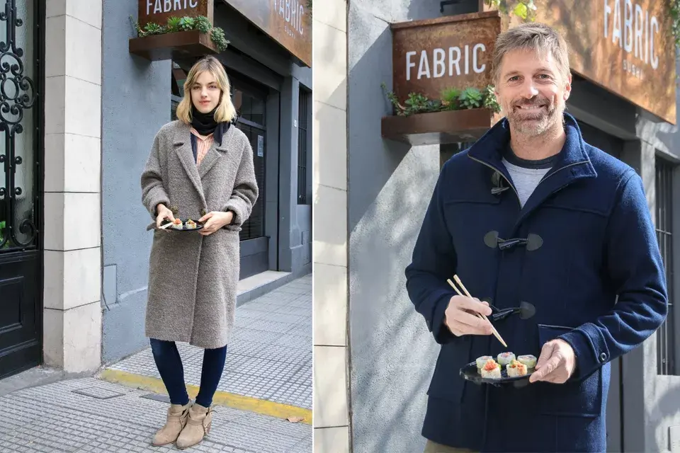 Naomi Preizler y Horacio Kabak fueron a probar la comida de Fabric Sushi. Muy lindos sus looks invernales
