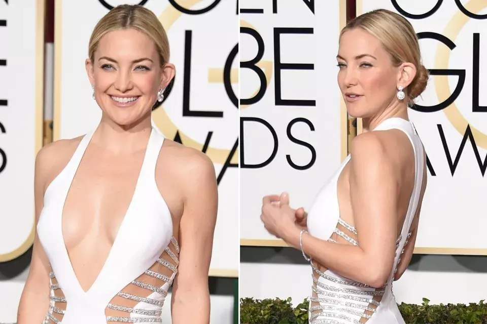 Kate Hudson llevó un recogido bajo, con raya al medio, bien sencillo. ¡Prefirió llevar las miradas hacia su escote!