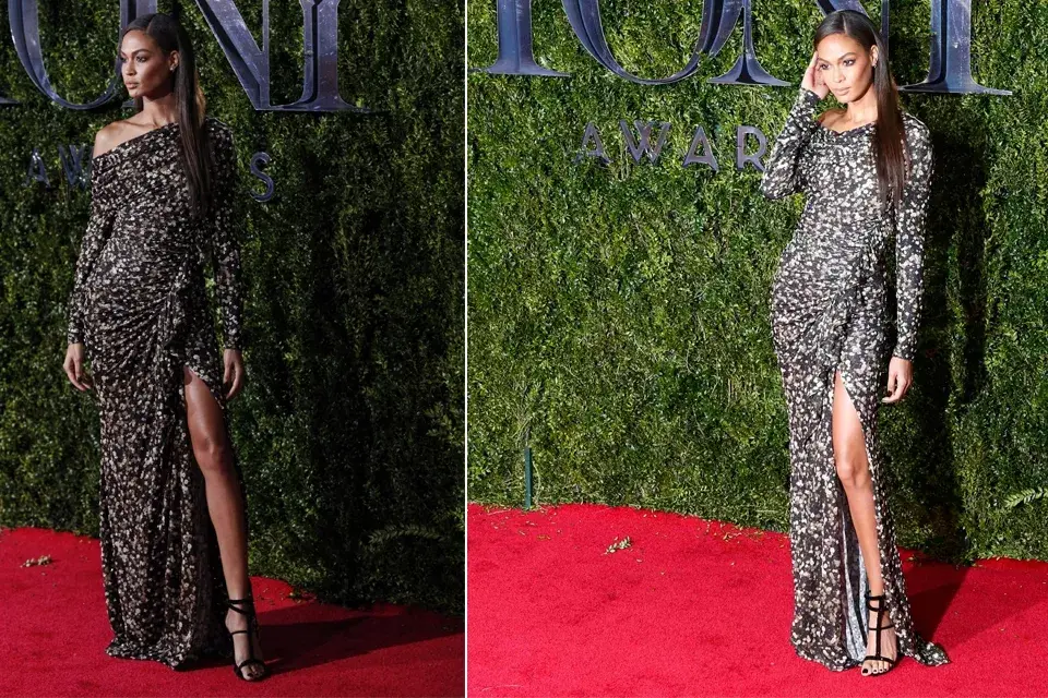 La modelo Joan Smalls lució algo aburrida con su Givenchy estampado. ¡igual. todo le queda bien!