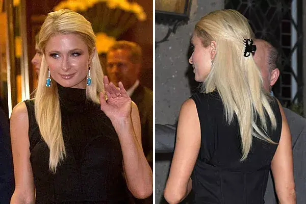 Con un look de negro, Paris Hilton ató su pelo con un gancho; ¿qué te parece?