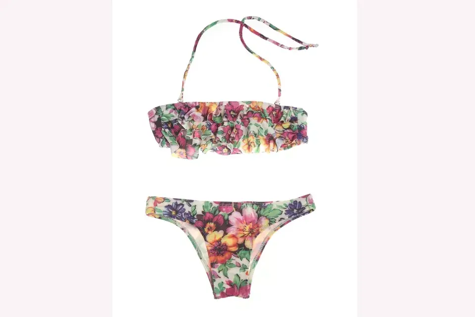 Bikini con bandeau con estampa floral La flor de lavanda, $336