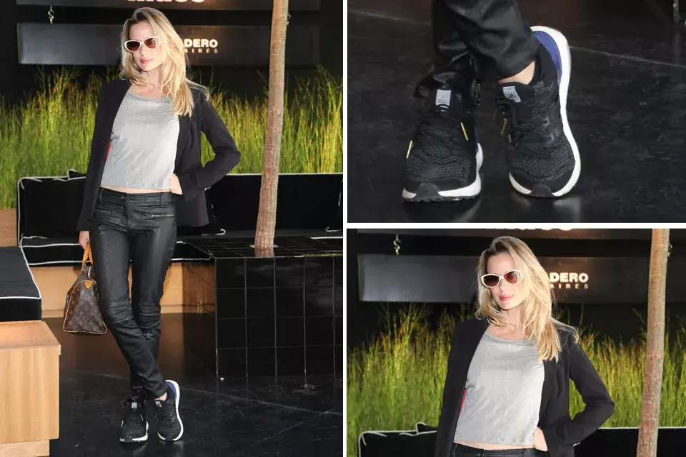 ¡Muy canchera! Julieta Cardinali recurrió al ya conocido sporty chic con una remera básica, pantalones de cuero y zapatillas de running. ¡Los lentes completan el outfit a la perfección!
