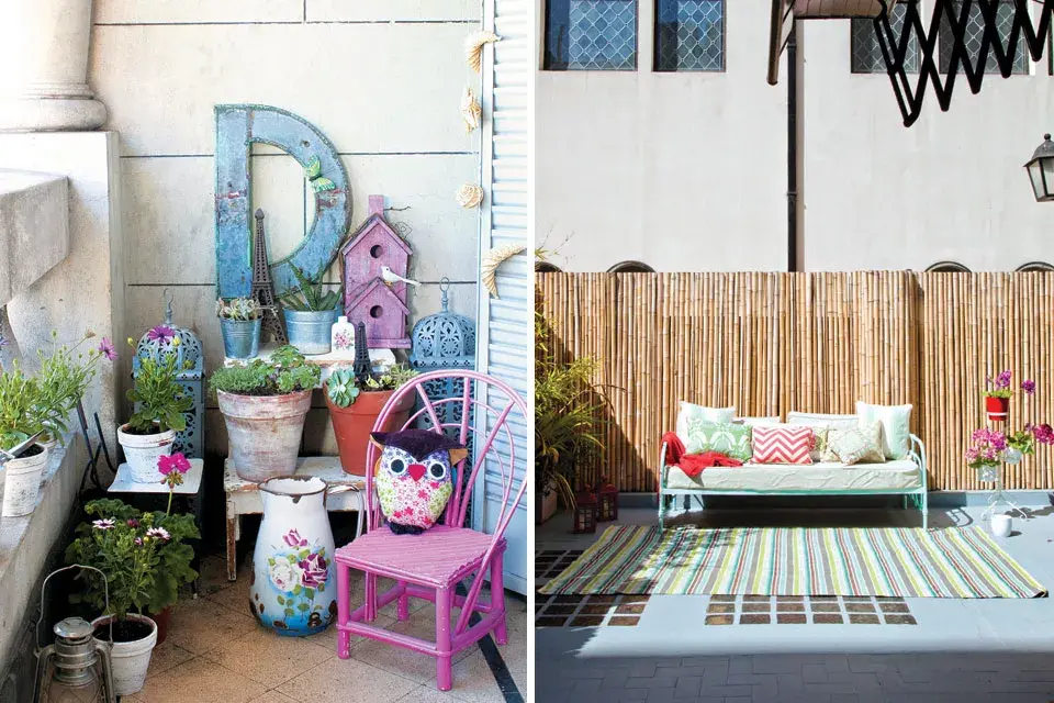 Con un marco arquitectónico de los años 30, la dueña de casa optó por generar un ambiente romántico que demuestra que hasta el balcón más angosto puede tener una impronta personal