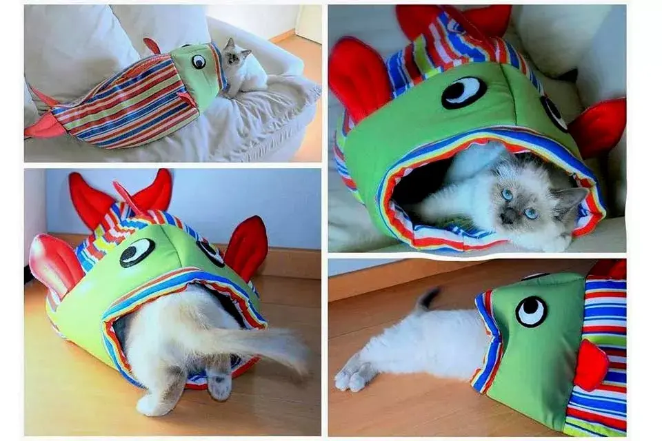 Pezcondite. Para los gatos que aman esconderse y dormir en espacios cerrados y oscuros. Tiene capacidad para dos gatos adultos. $330, Hamacas para Gatos.