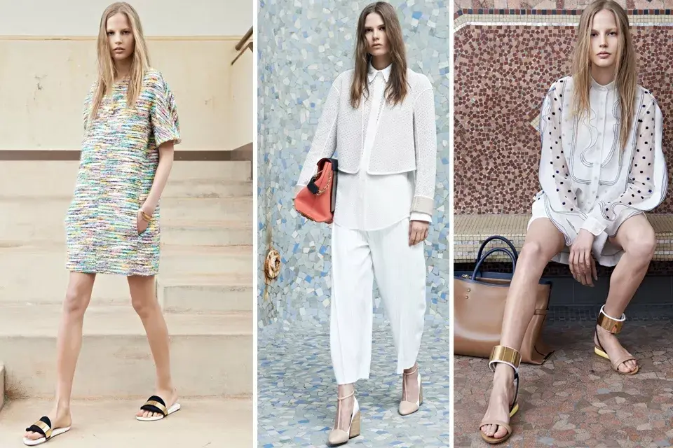 Chloé eligió prendas con líneas simples y cortes sastreros