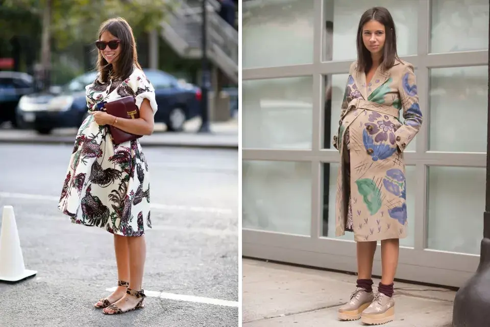 Otra embarazada (que ya está en sus últimos meses) es la rusa Natasha Goldenberg, muy amiga de Miroslava Duma. Es diseñadora, estilista y trabajó en varias revistas. Ella se anima a usar atuendos muy divertidos y juveniles, con toques modernos