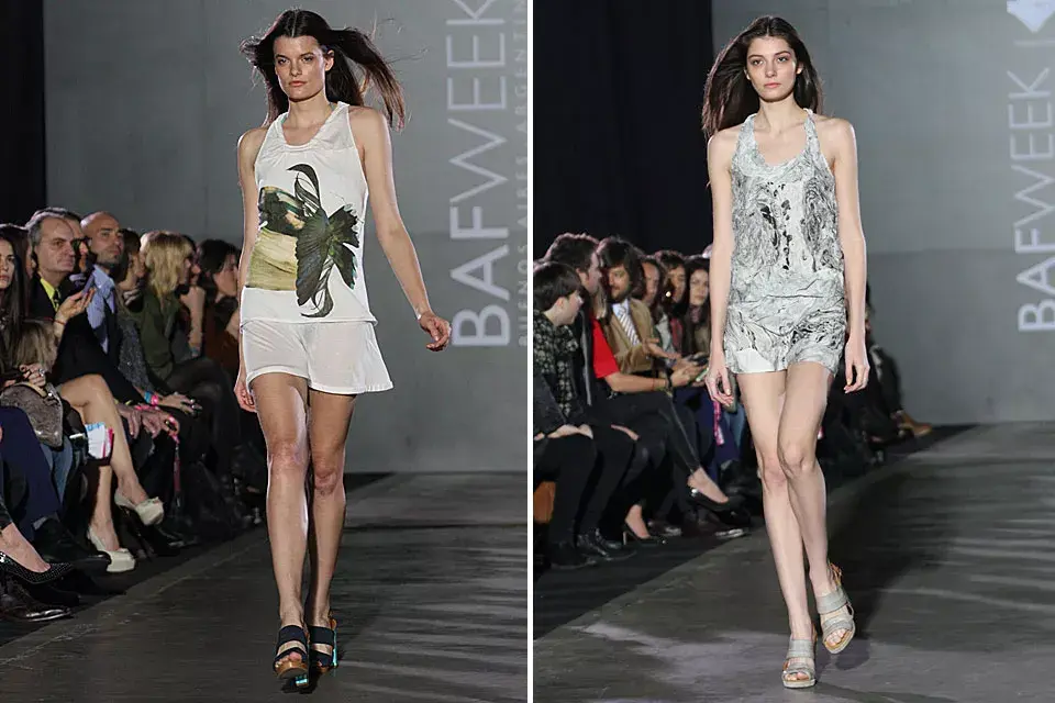 Prendas en colores claros y estampadas, en la pasarela de Garza Lobos