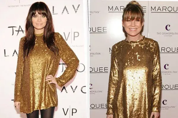 Ups! Nicole Richie y Ellen Pompeo llamaron mucho la atención con el mismo vestido ¡dorado! de mangas largas