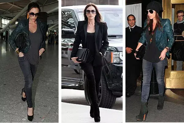 Fiel a su estilo, de negro y con ropa ajustada, Victoria Beckham cursa los primeros meses de embarazo