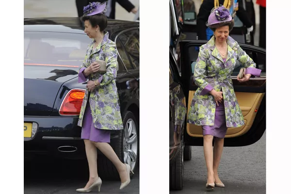 En la gama de los violetas y lilas, la princesa Ana fue una de las pocas en llevar estampado floral