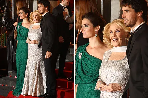 Juanita, Nacho y Mirtha, looks de fiesta, en la puerta del Colón